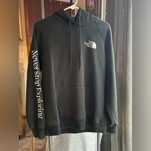 Women’s Large Northface Graphic Print Design Black Hoodie Sweatshirt